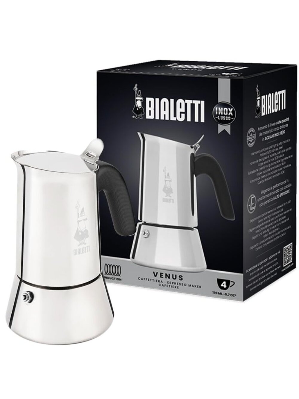 Bialetti - New Venus Induction, Stovetop Coffee Maker 4 Cups (5.7 Oz)